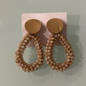 Glass beaded drop stud dangle earrings